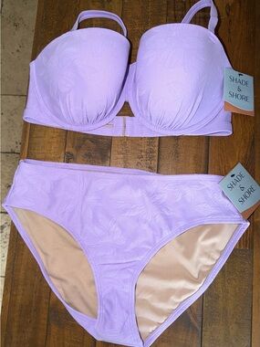 Shade & Shore Lavender Floral Two-Piece Bikini Set